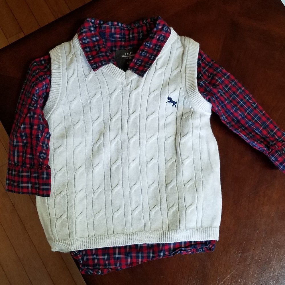Baby boy flannel vest outfit